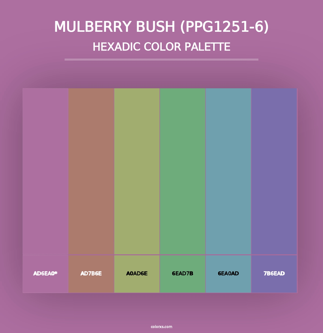 Mulberry Bush (PPG1251-6) - Hexadic Color Palette