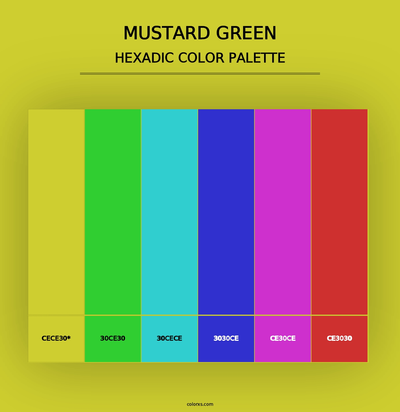 Mustard Green - Hexadic Color Palette