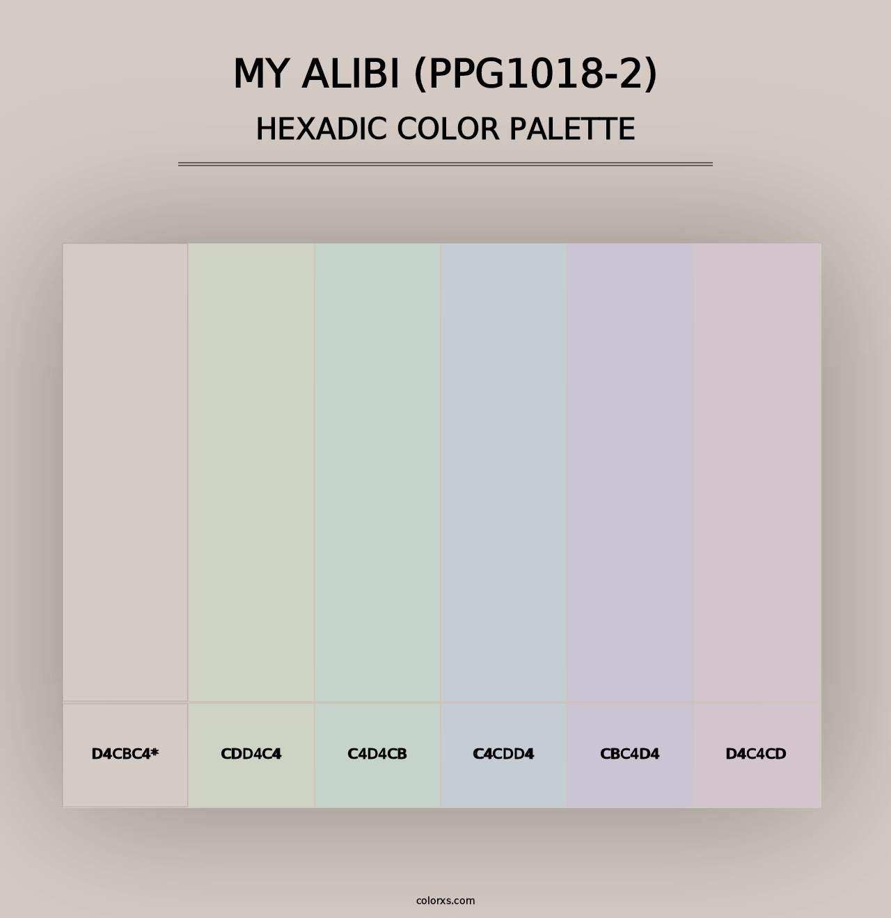 My Alibi (PPG1018-2) - Hexadic Color Palette