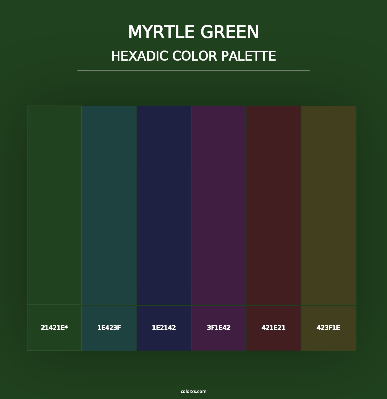 Myrtle Green - Hexadic Color Palette