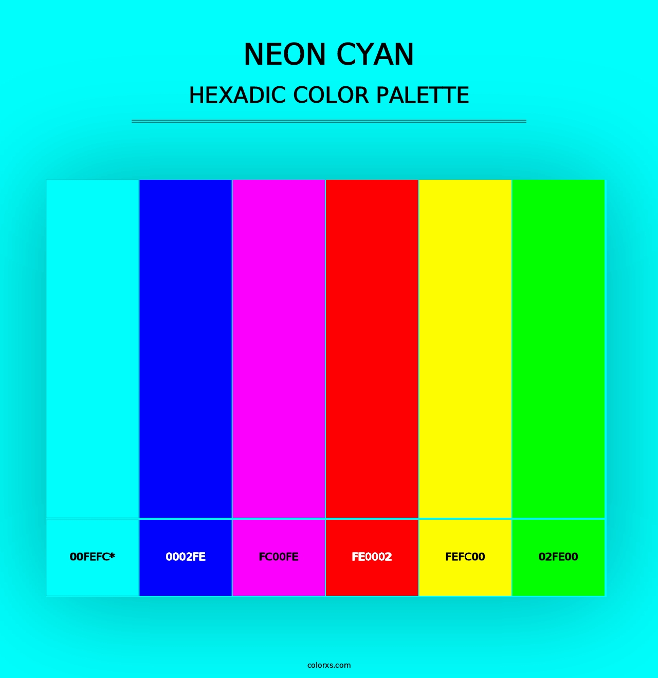 Neon Cyan - Hexadic Color Palette