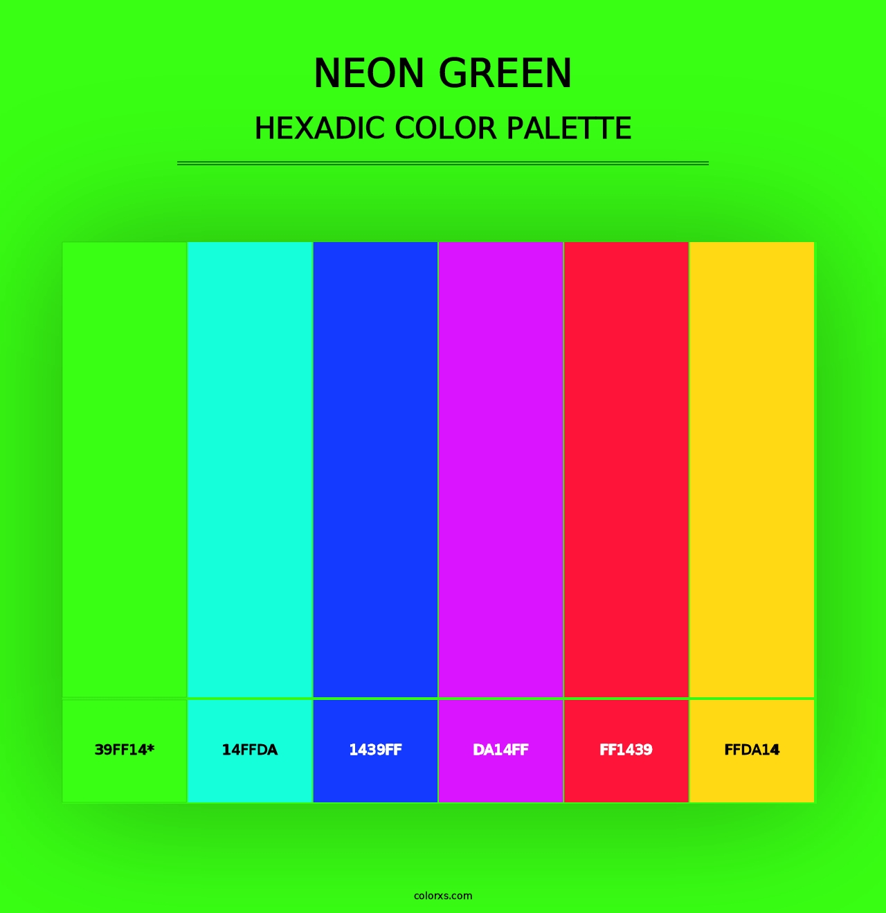 Neon Green - Hexadic Color Palette