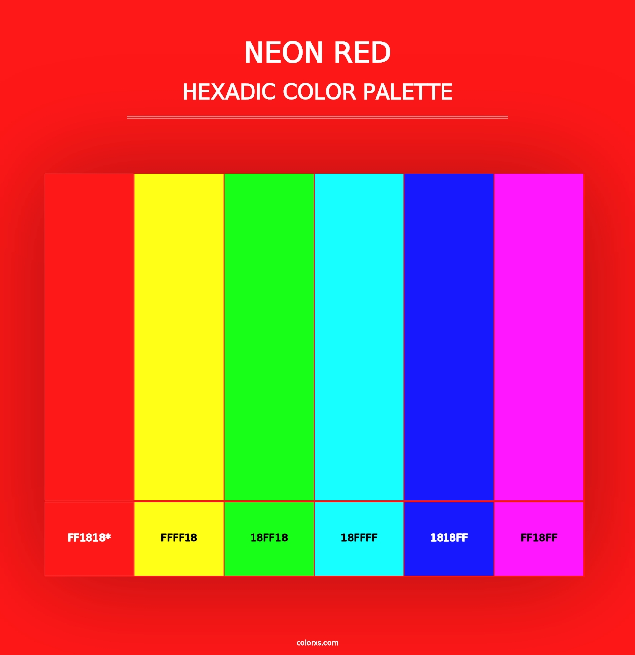 Neon Red - Hexadic Color Palette