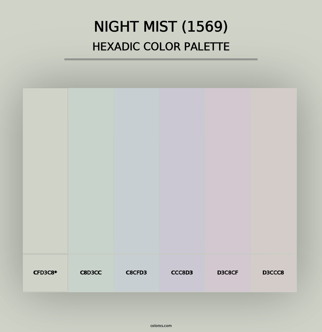 Night Mist (1569) - Hexadic Color Palette