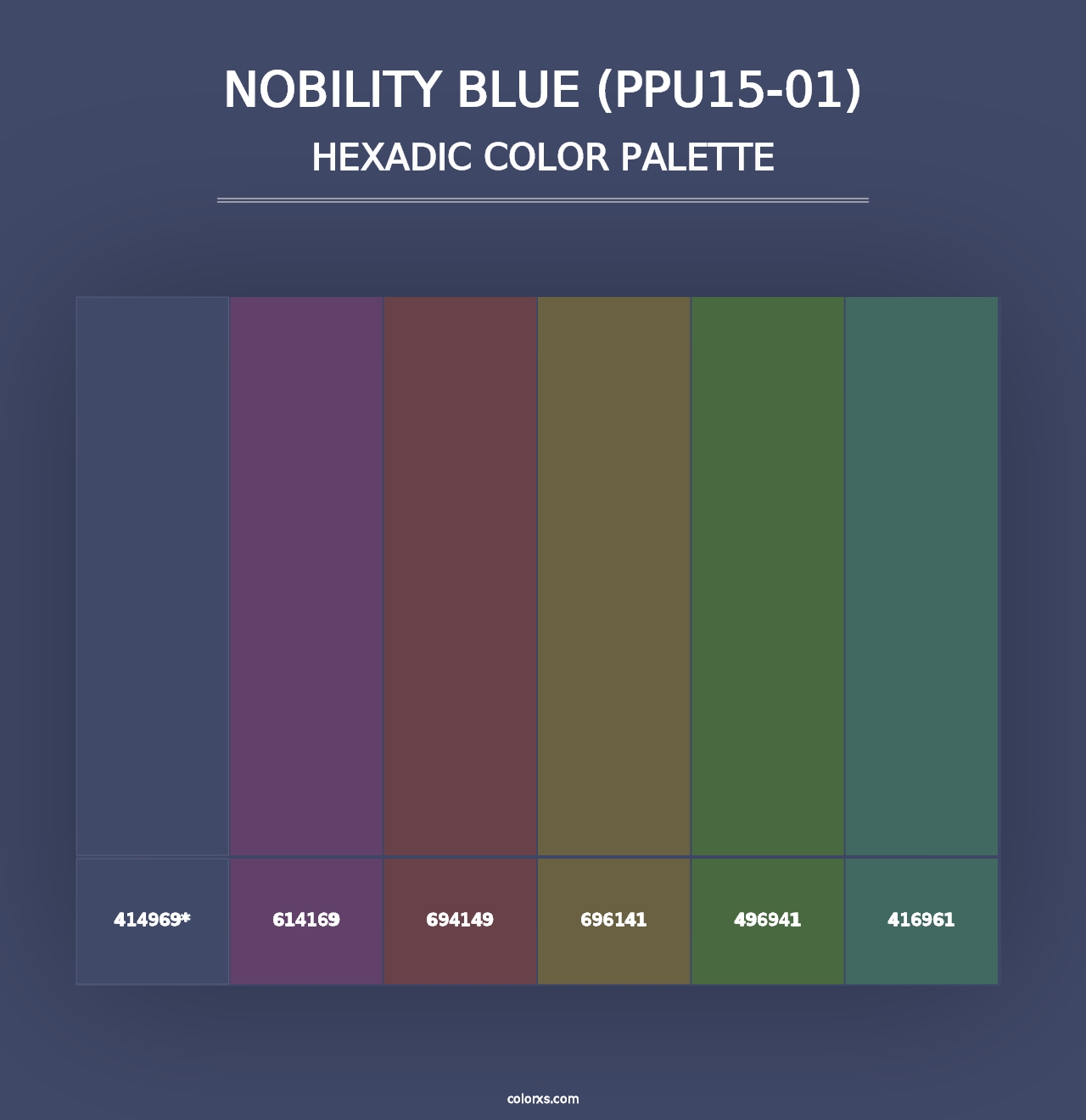 Nobility Blue (PPU15-01) - Hexadic Color Palette