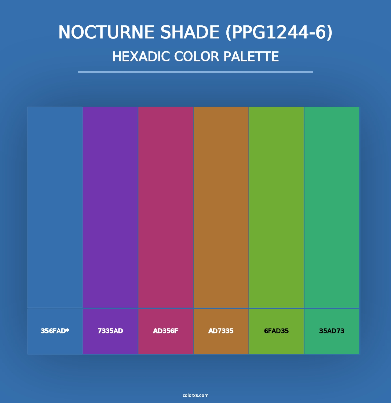 Nocturne Shade (PPG1244-6) - Hexadic Color Palette