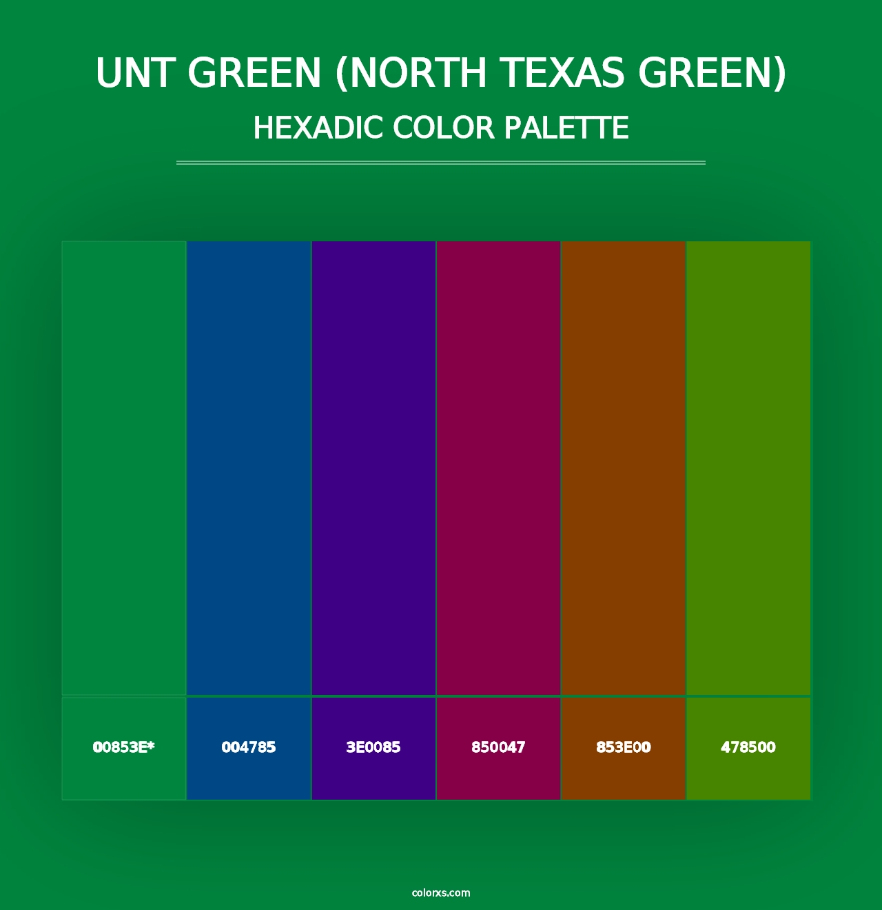 UNT Green (North Texas Green) - Hexadic Color Palette