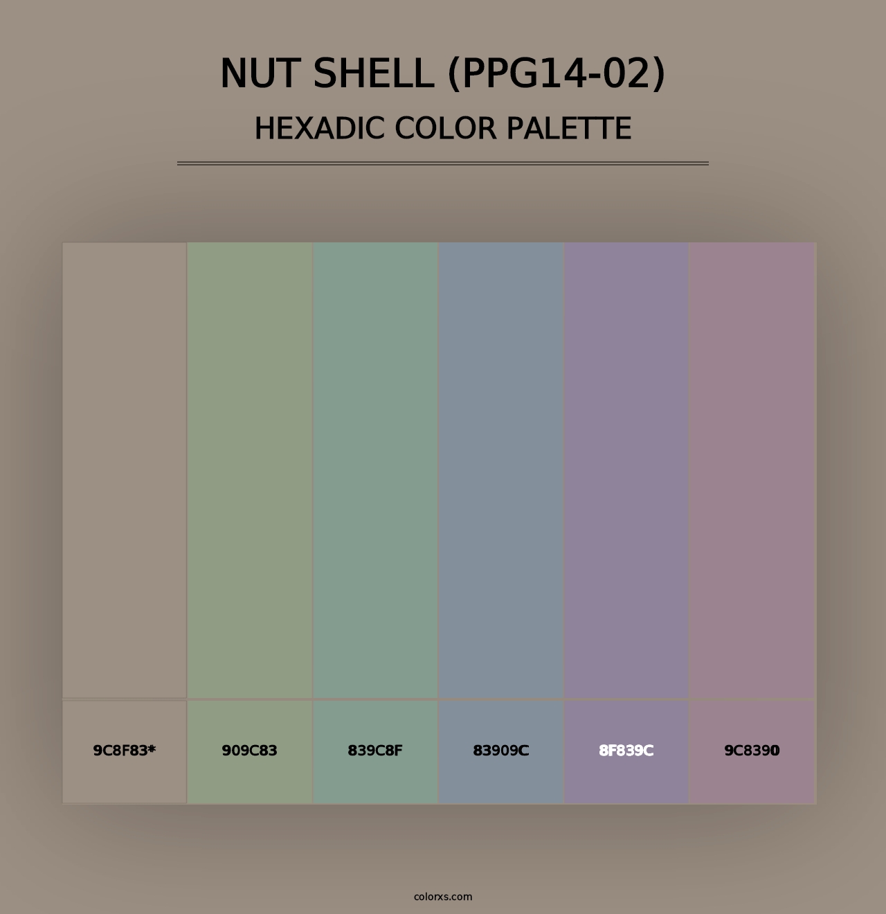 Nut Shell (PPG14-02) - Hexadic Color Palette