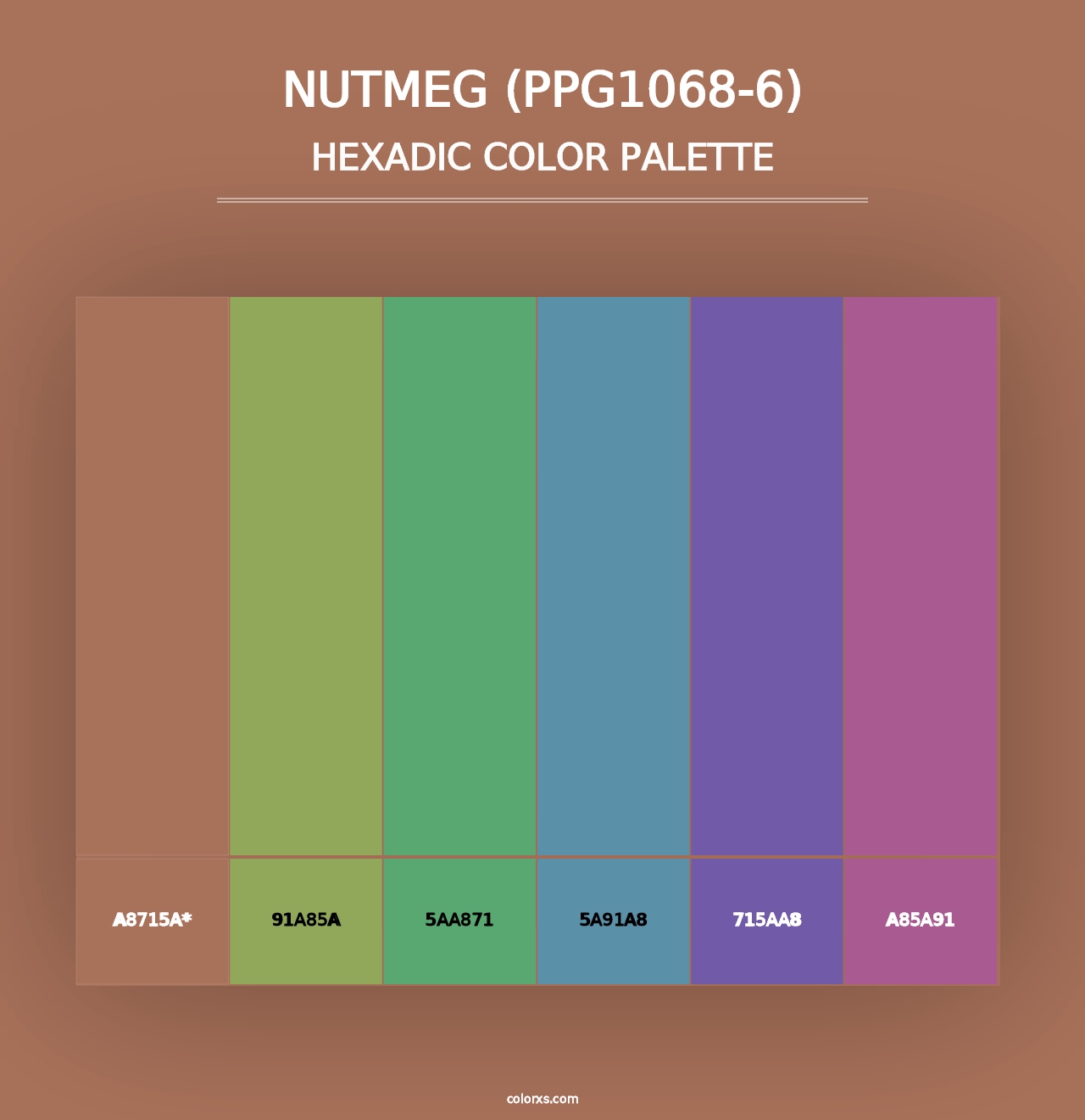 Nutmeg (PPG1068-6) - Hexadic Color Palette