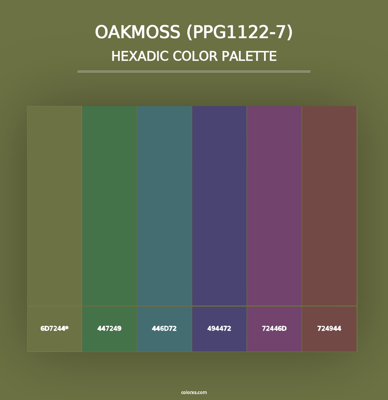 Oakmoss (PPG1122-7) - Hexadic Color Palette