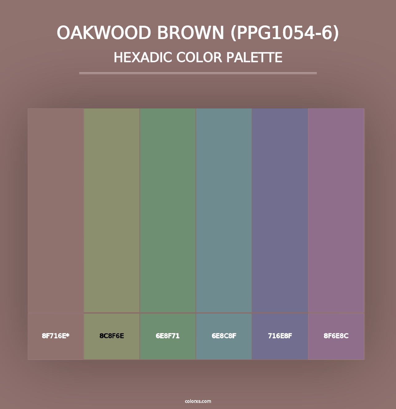 Oakwood Brown (PPG1054-6) - Hexadic Color Palette