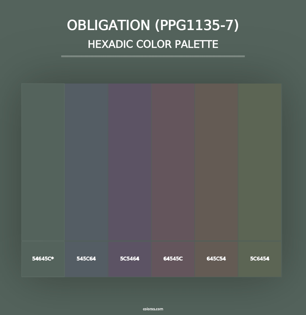 Obligation (PPG1135-7) - Hexadic Color Palette