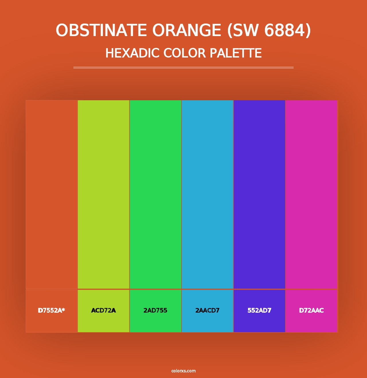 Obstinate Orange (SW 6884) - Hexadic Color Palette