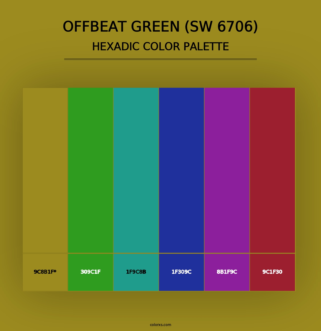 Offbeat Green (SW 6706) - Hexadic Color Palette