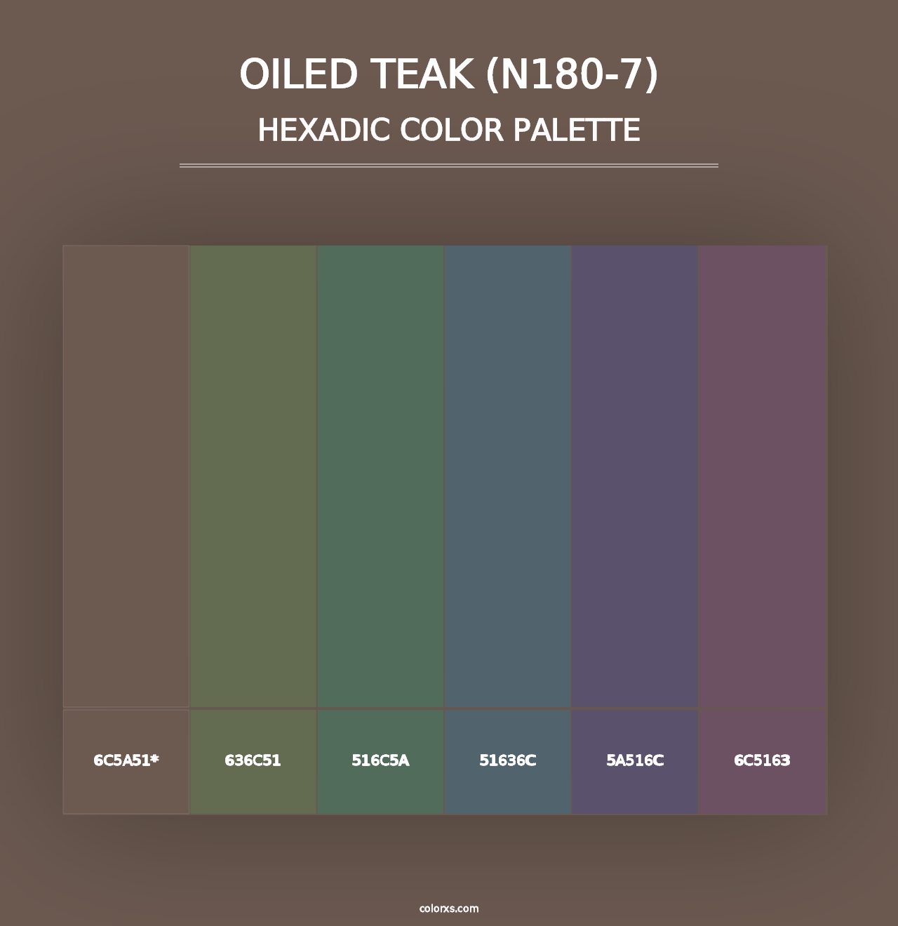 Oiled Teak (N180-7) - Hexadic Color Palette