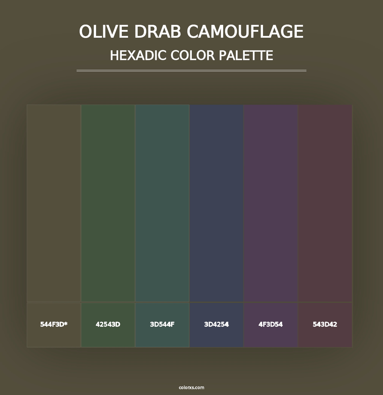 Olive drab Camouflage - Hexadic Color Palette