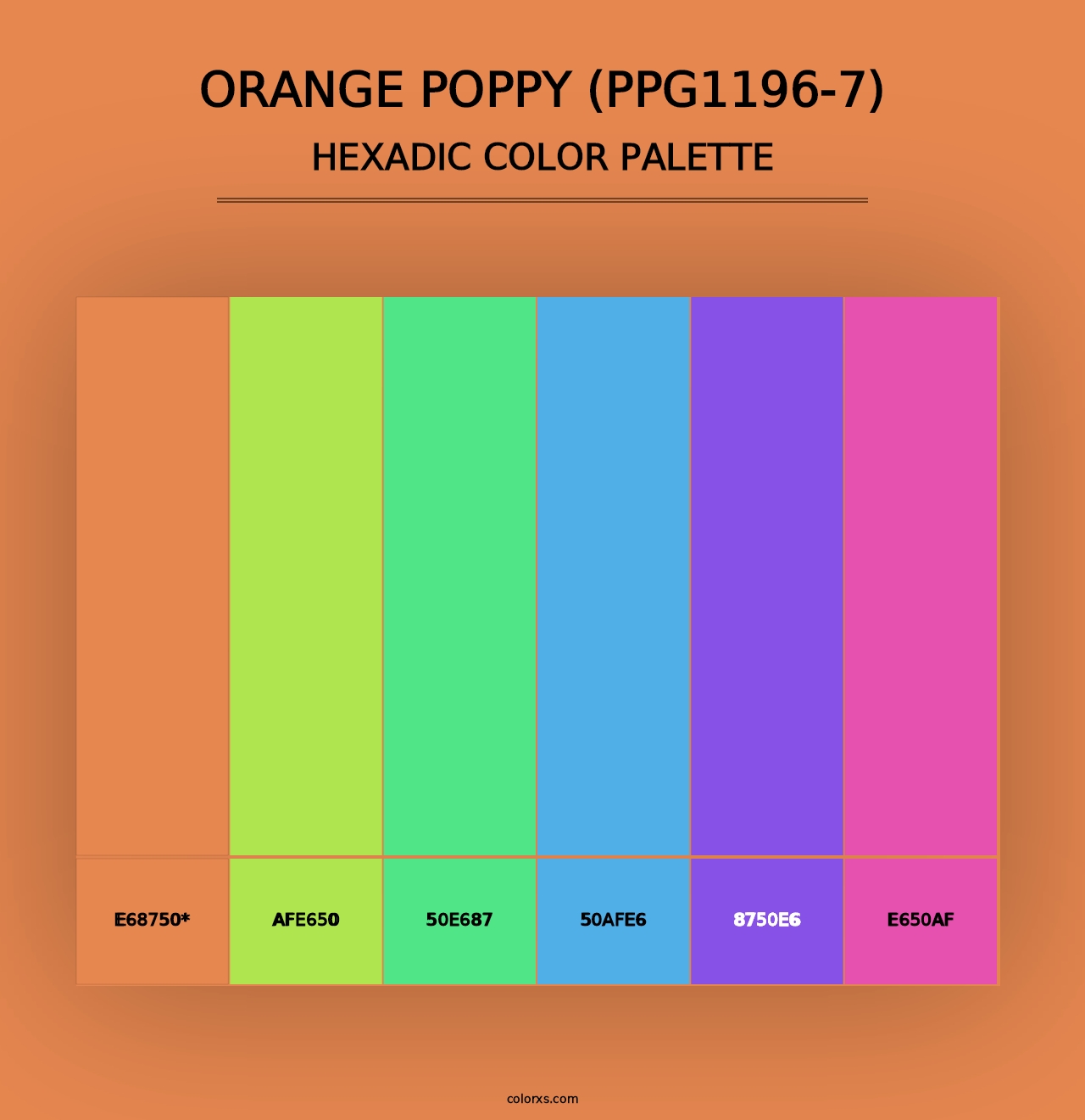 Orange Poppy (PPG1196-7) - Hexadic Color Palette