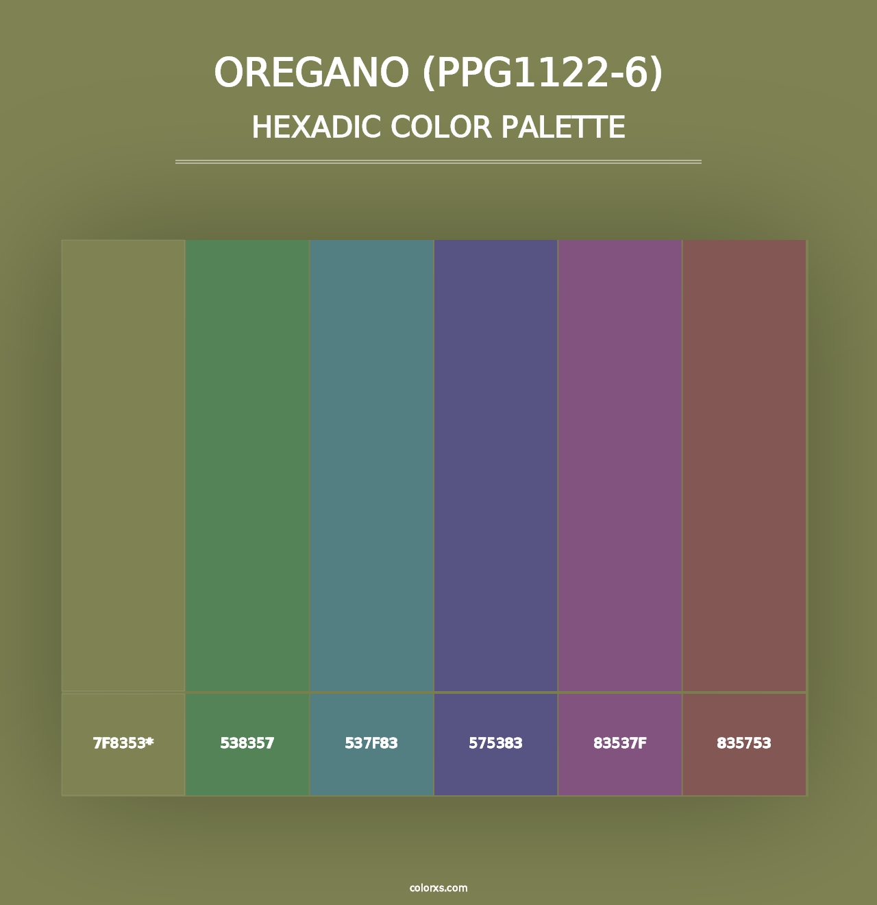 Oregano (PPG1122-6) - Hexadic Color Palette