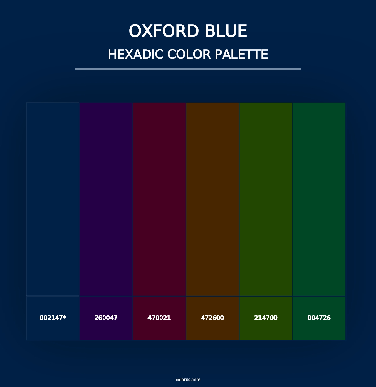 Oxford Blue - Hexadic Color Palette