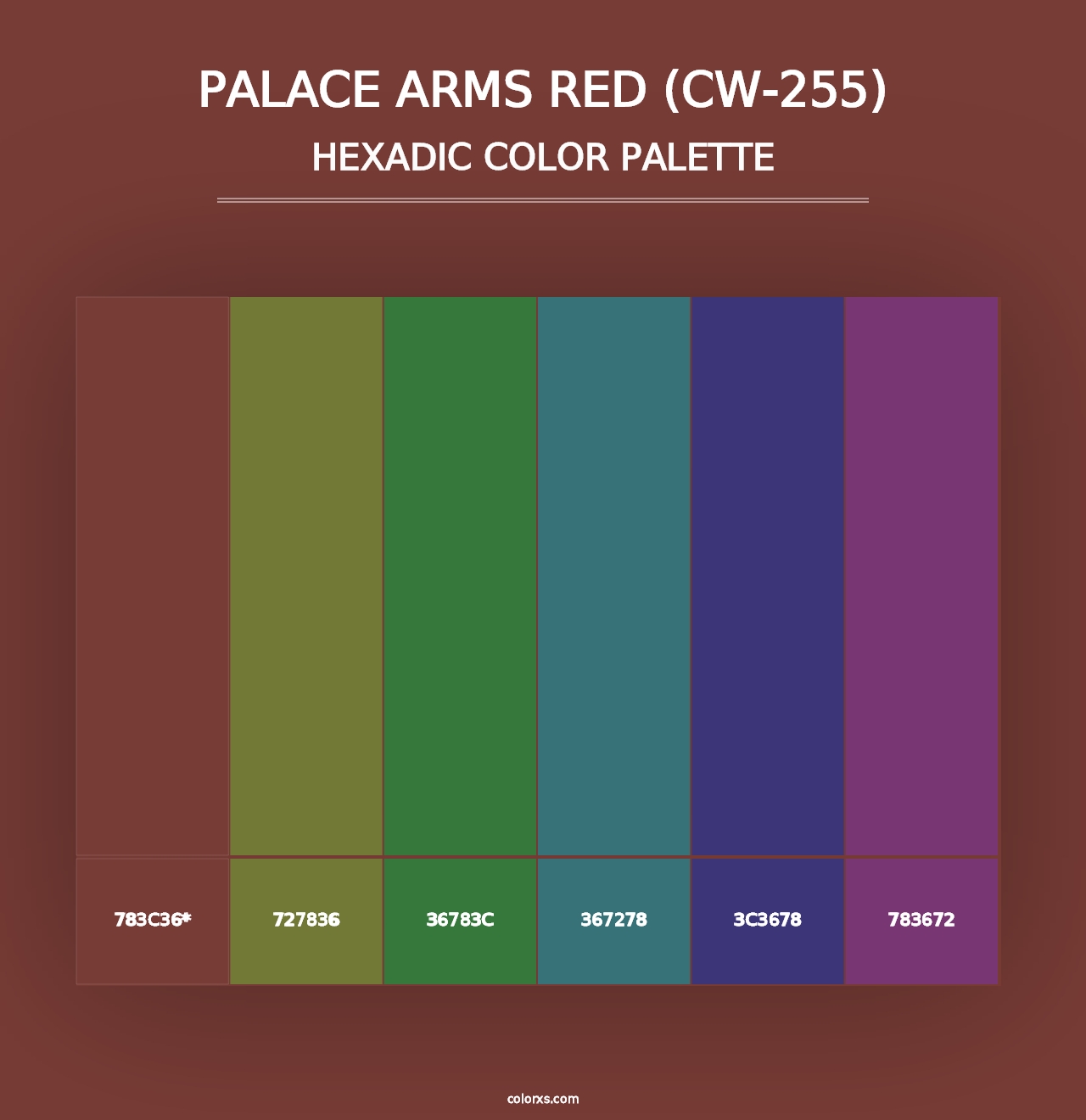 Palace Arms Red (CW-255) - Hexadic Color Palette