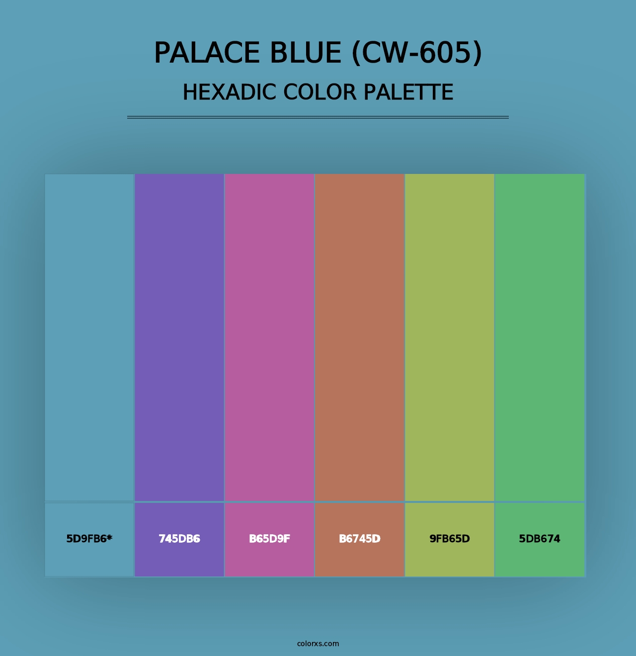 Palace Blue (CW-605) - Hexadic Color Palette