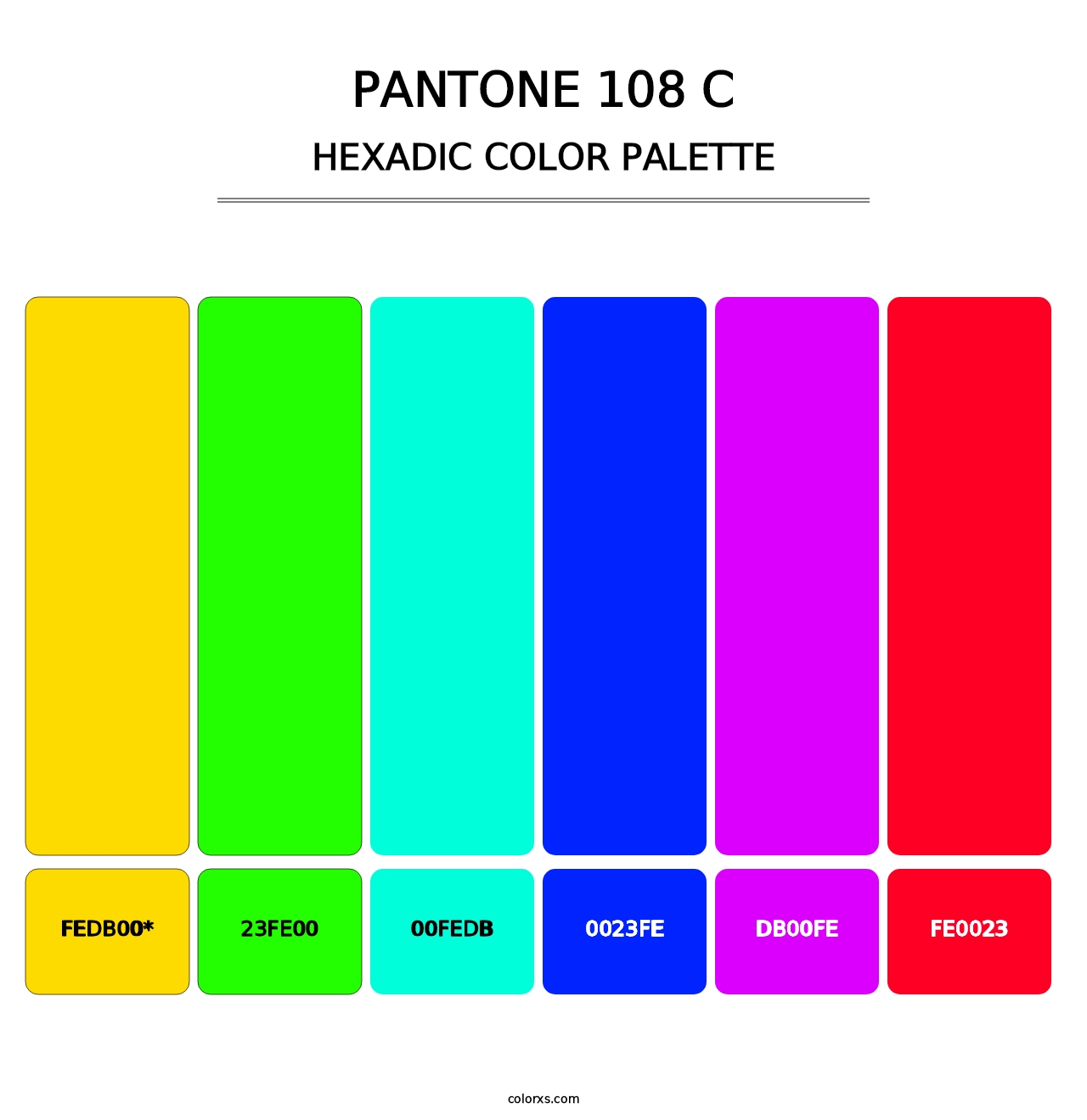 PANTONE 108 C - Hexadic Color Palette