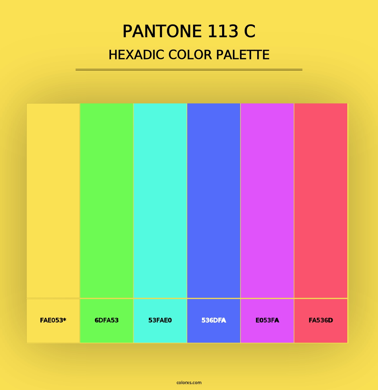 PANTONE 113 C - Hexadic Color Palette