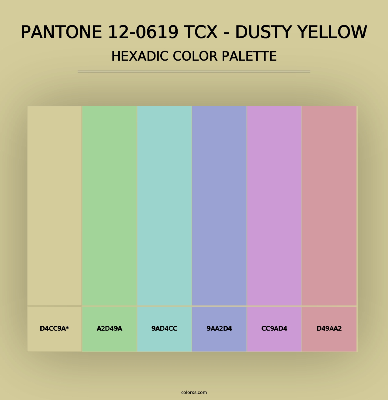 PANTONE 12-0619 TCX - Dusty Yellow - Hexadic Color Palette