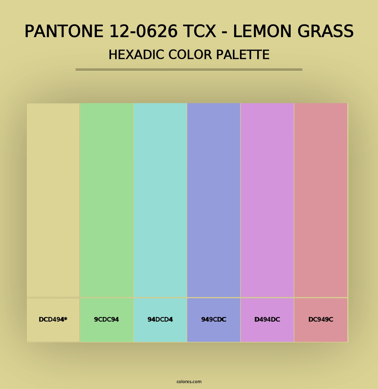 PANTONE 12-0626 TCX - Lemon Grass - Hexadic Color Palette