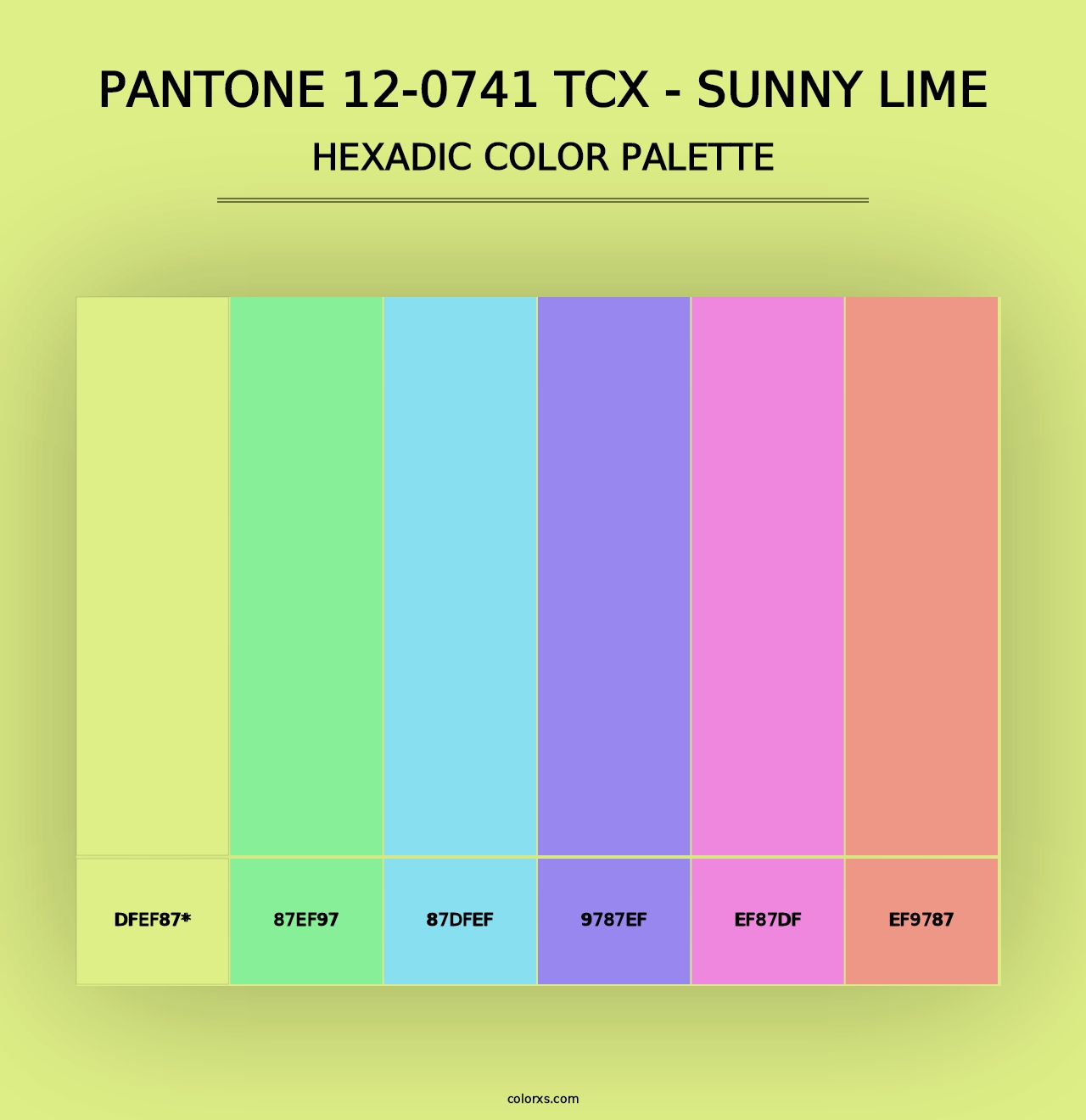 PANTONE 12-0741 TCX - Sunny Lime - Hexadic Color Palette