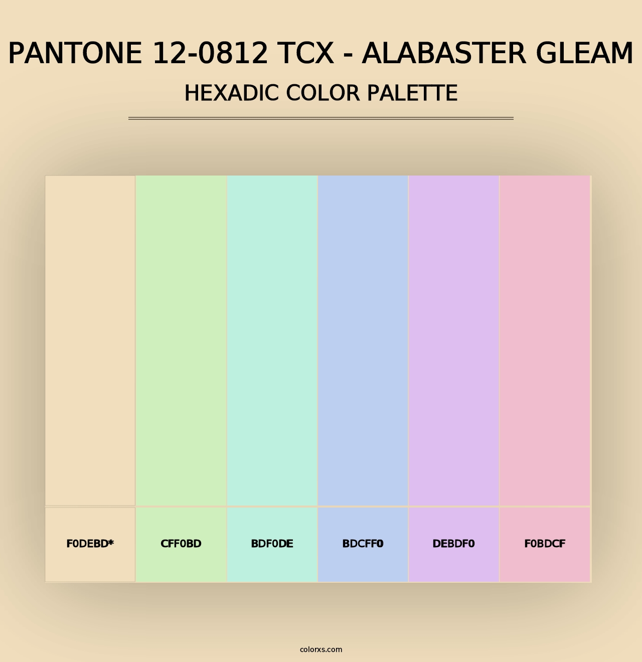 PANTONE 12-0812 TCX - Alabaster Gleam - Hexadic Color Palette