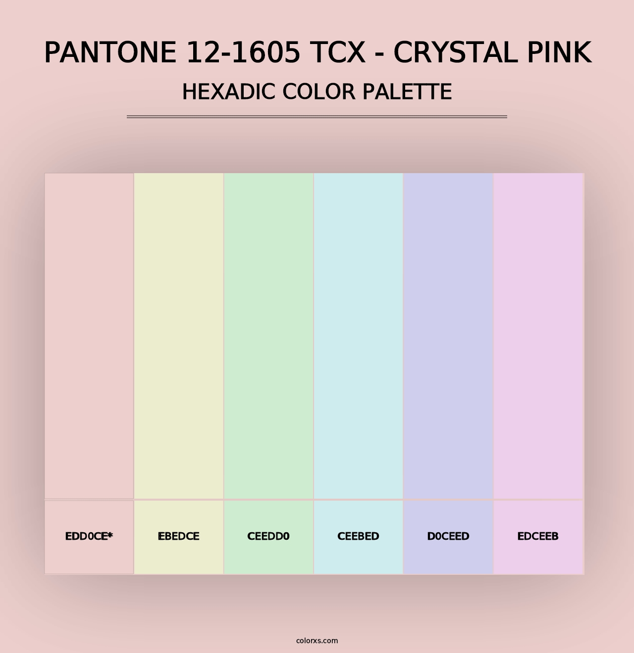 PANTONE 12-1605 TCX - Crystal Pink - Hexadic Color Palette