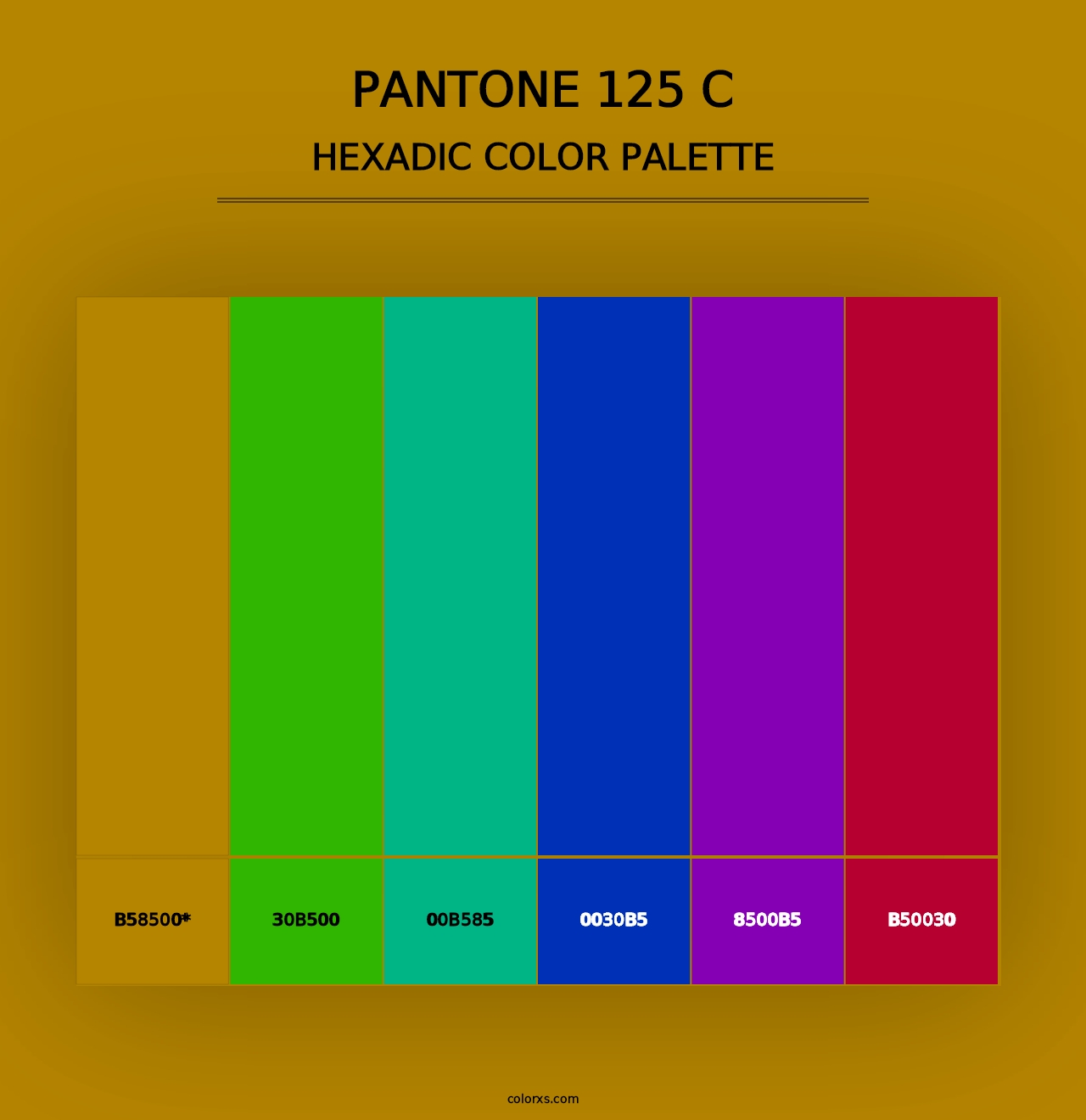 PANTONE 125 C - Hexadic Color Palette