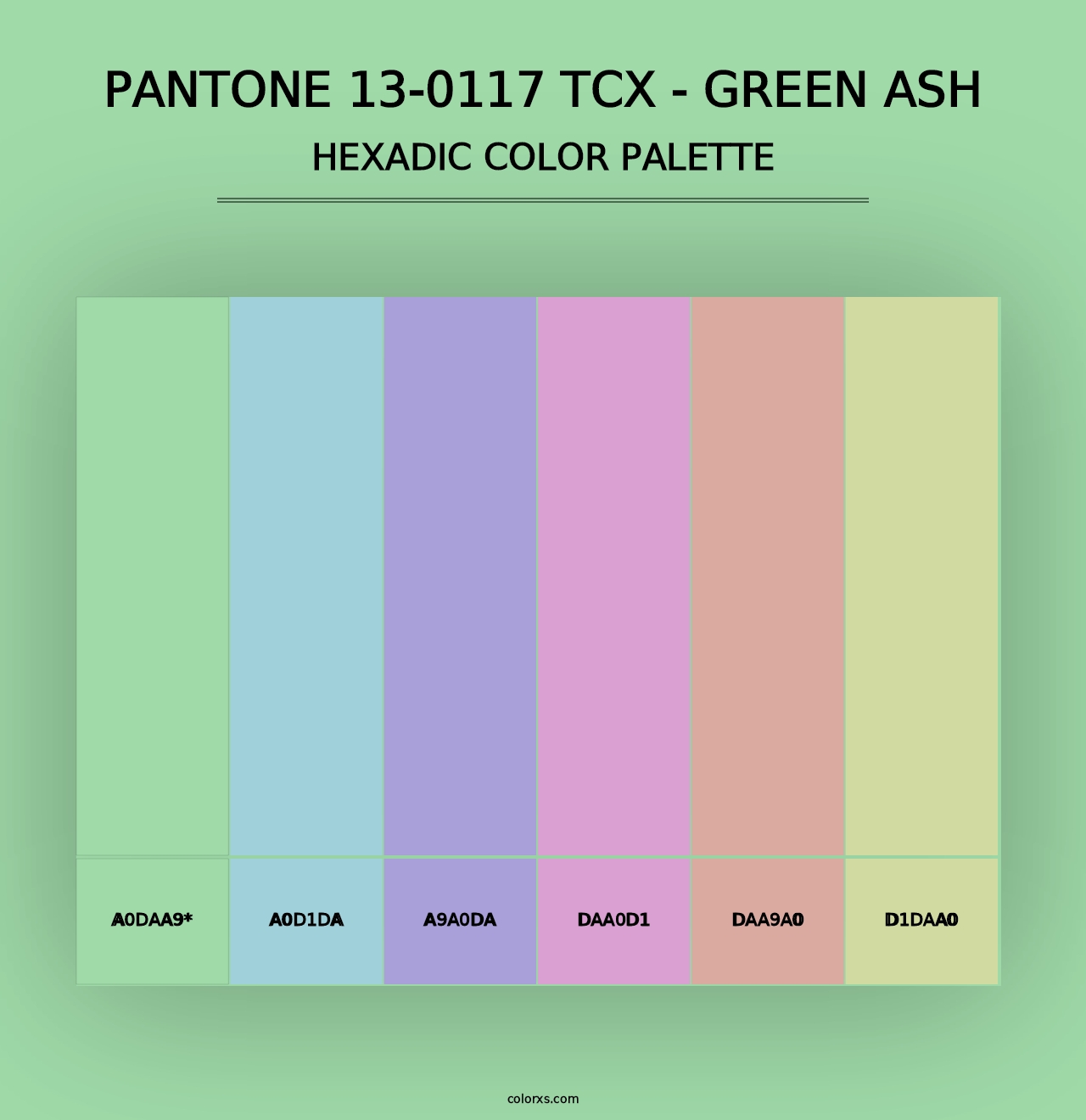 PANTONE 13-0117 TCX - Green Ash - Hexadic Color Palette