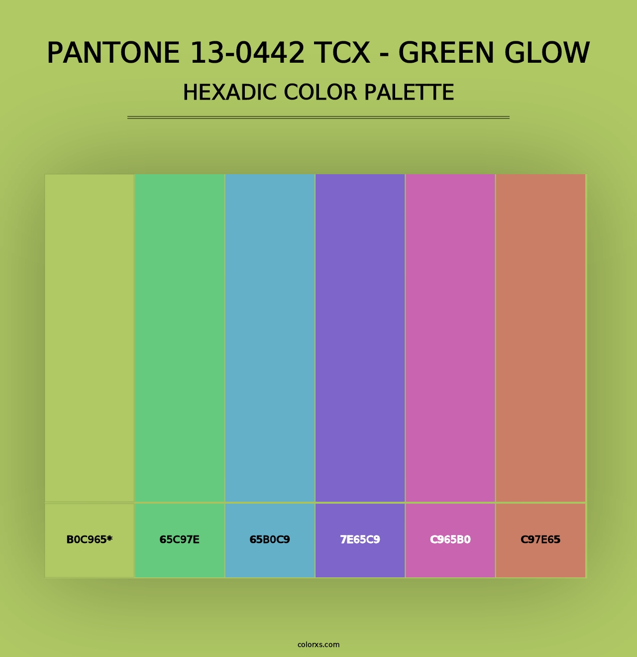 PANTONE 13-0442 TCX - Green Glow - Hexadic Color Palette