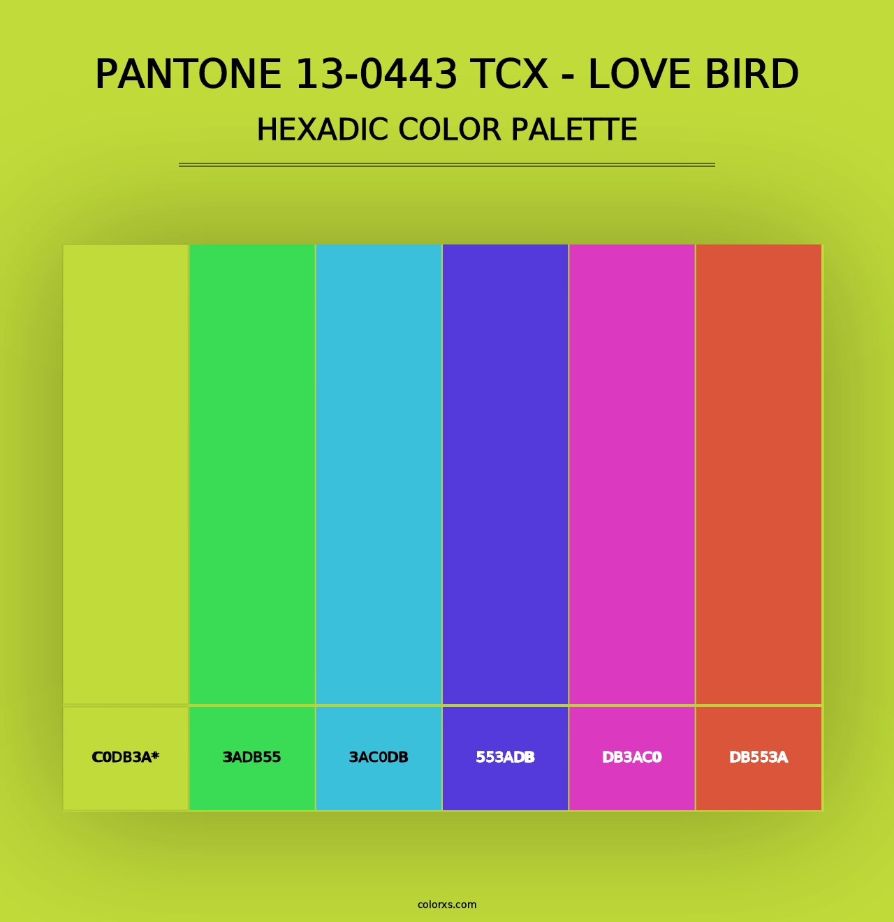 PANTONE 13-0443 TCX - Love Bird - Hexadic Color Palette