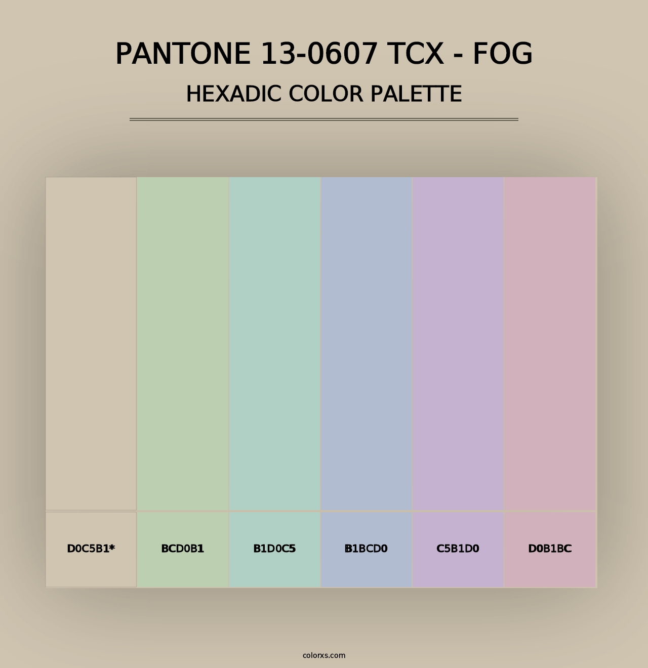 PANTONE 13-0607 TCX - Fog - Hexadic Color Palette