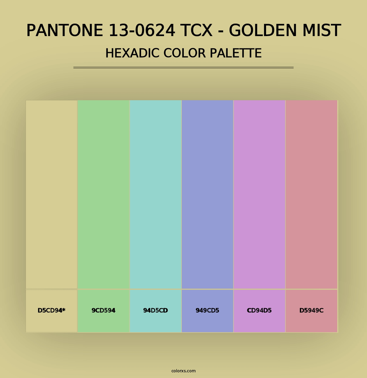 PANTONE 13-0624 TCX - Golden Mist - Hexadic Color Palette