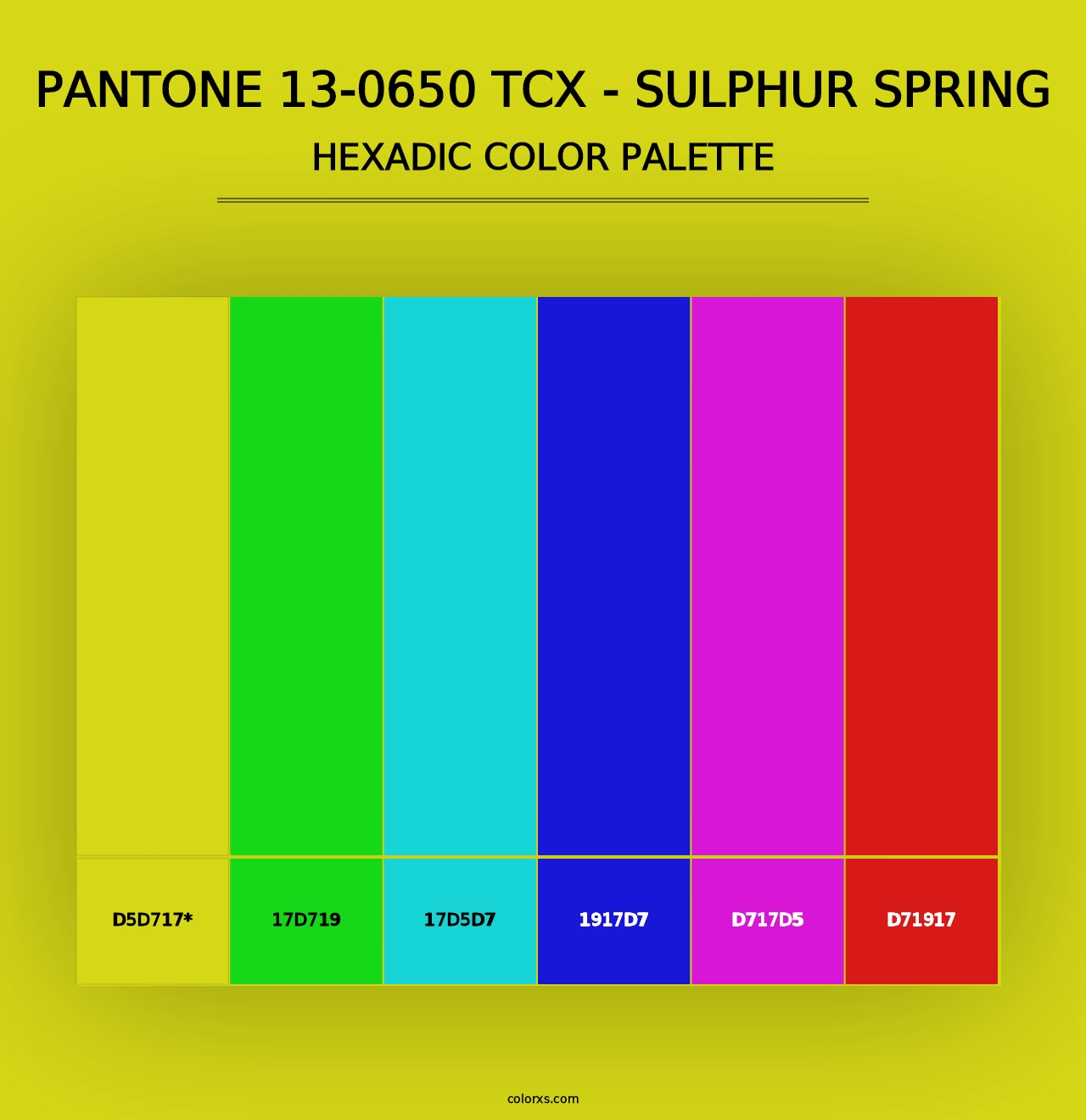 PANTONE 13-0650 TCX - Sulphur Spring - Hexadic Color Palette