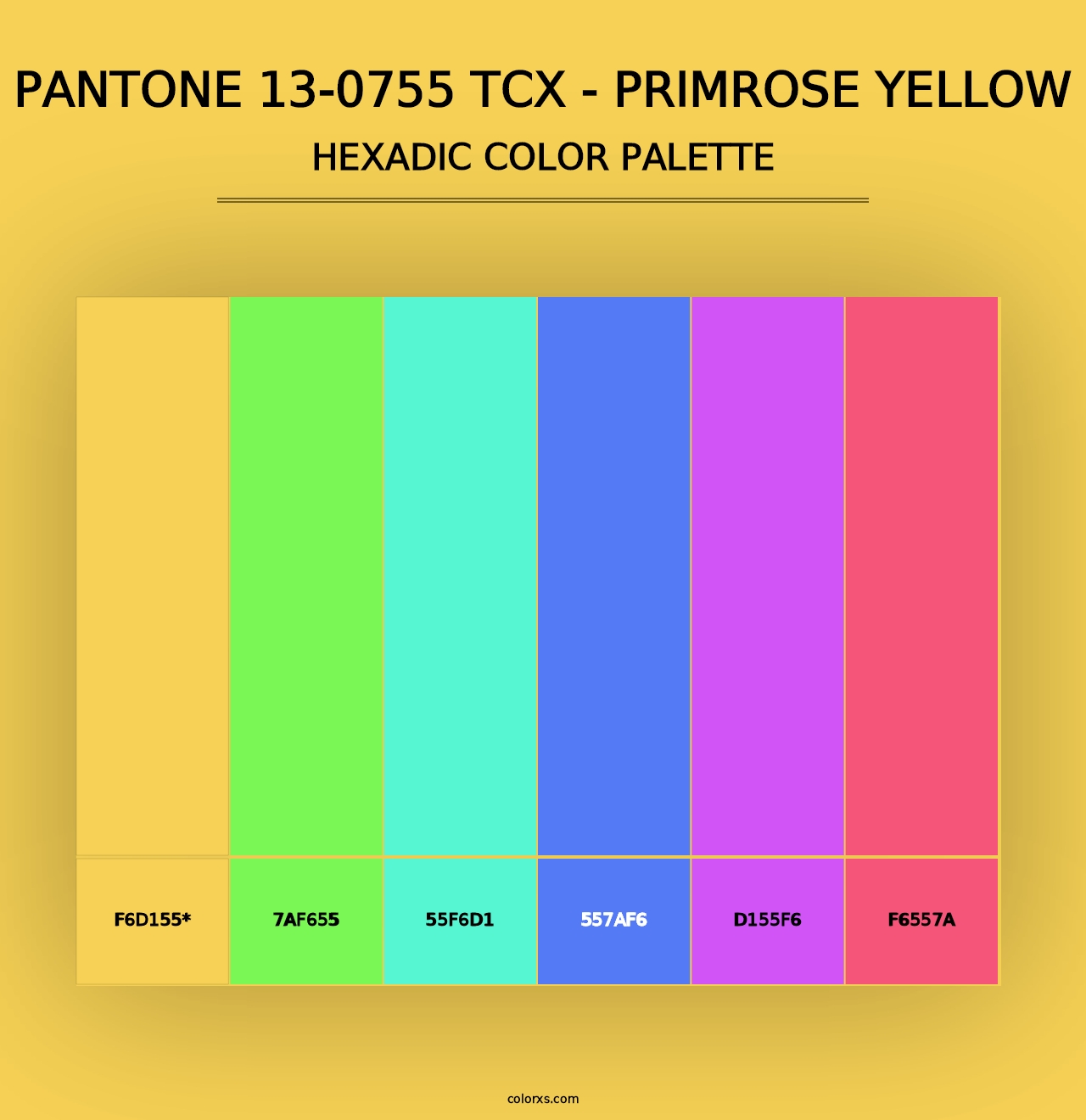 PANTONE 13-0755 TCX - Primrose Yellow - Hexadic Color Palette