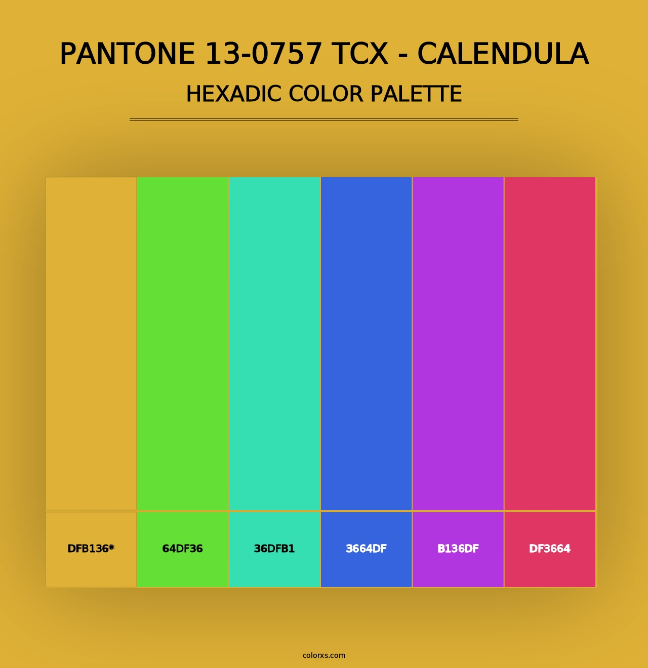 PANTONE 13-0757 TCX - Calendula - Hexadic Color Palette