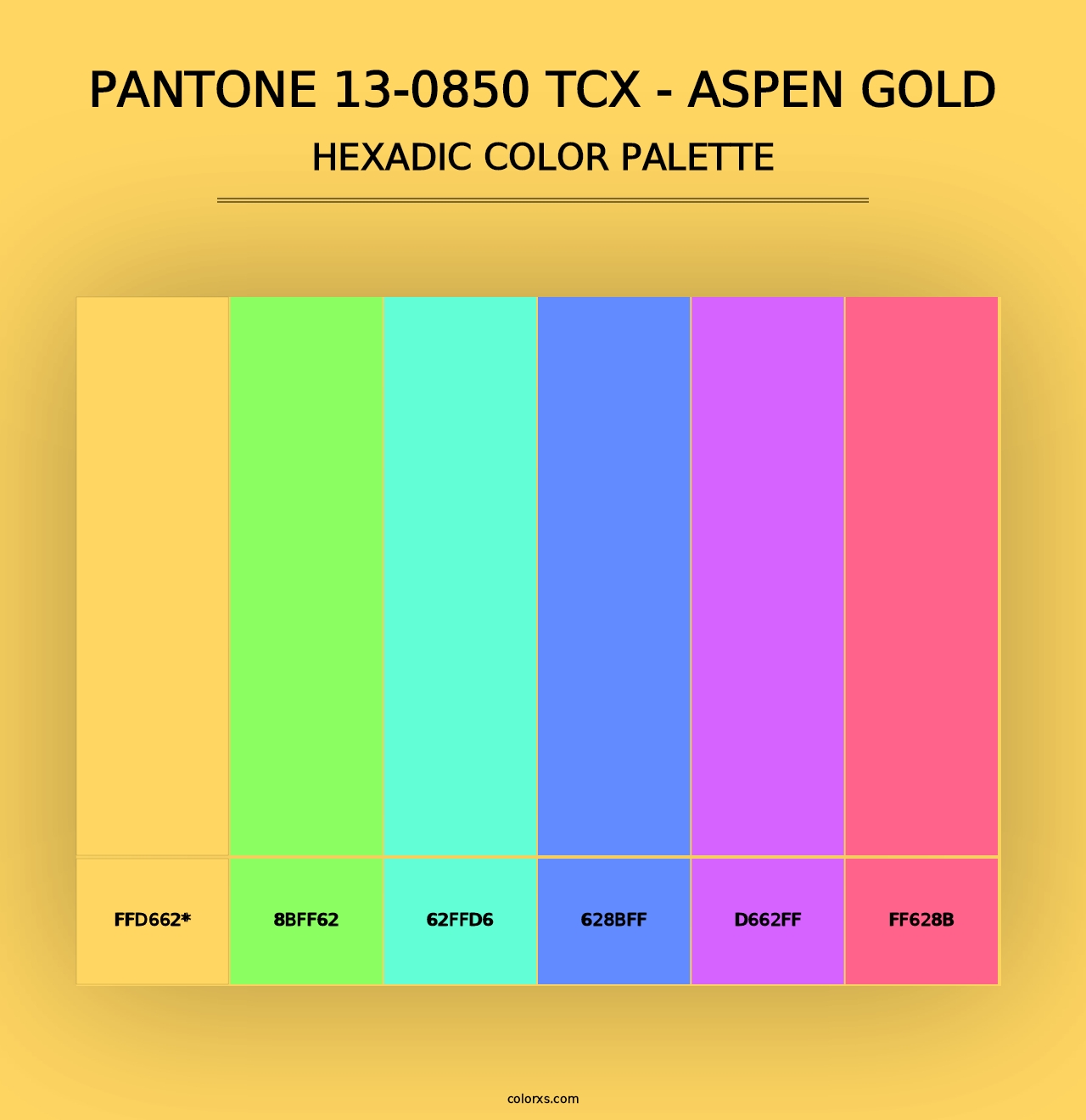 PANTONE 13-0850 TCX - Aspen Gold - Hexadic Color Palette