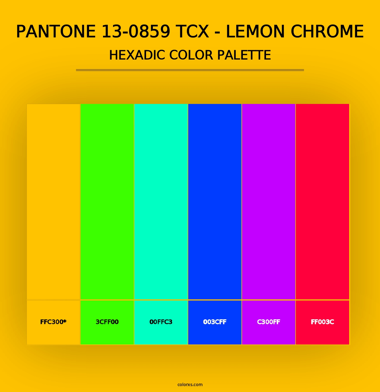 PANTONE 13-0859 TCX - Lemon Chrome - Hexadic Color Palette