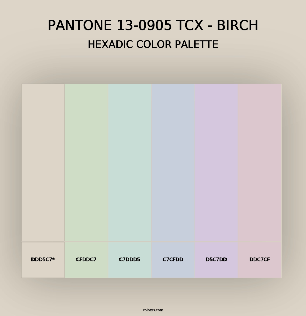 PANTONE 13-0905 TCX - Birch - Hexadic Color Palette