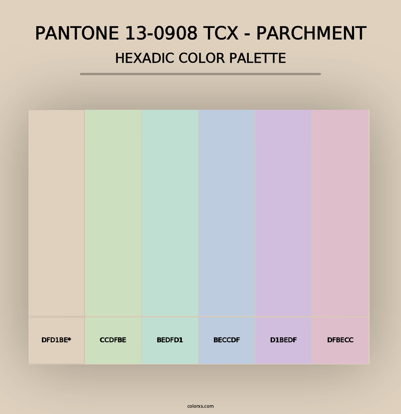 PANTONE 13-0908 TCX - Parchment - Hexadic Color Palette