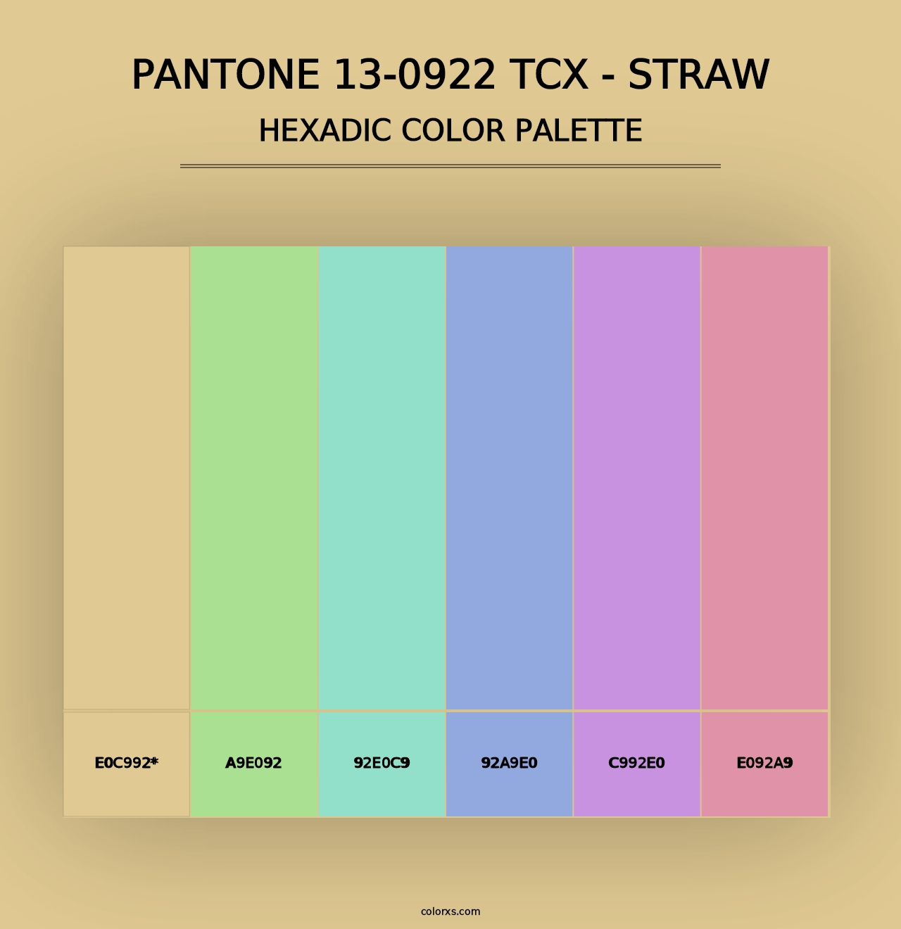 PANTONE 13-0922 TCX - Straw - Hexadic Color Palette