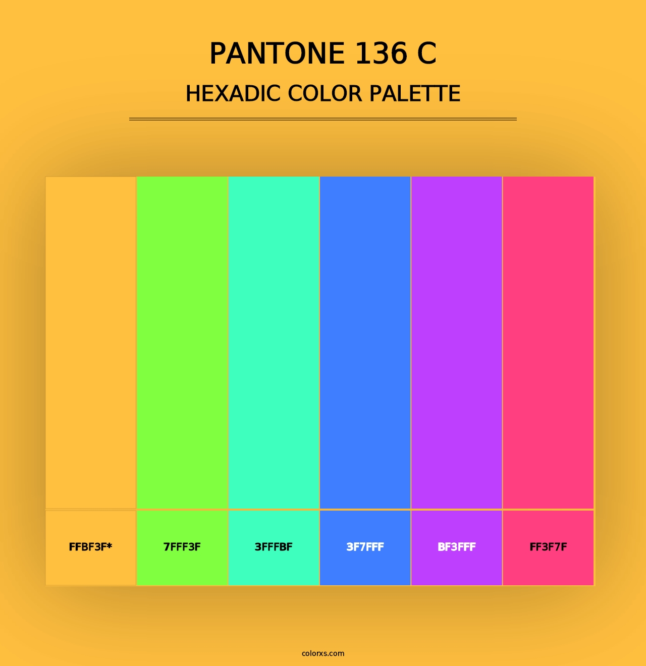 PANTONE 136 C - Hexadic Color Palette