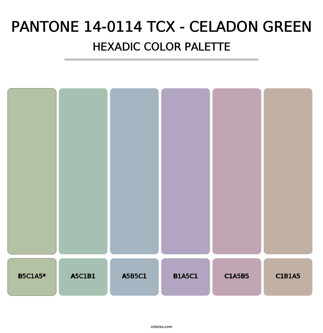 PANTONE 14-0114 TCX - Celadon Green - Hexadic Color Palette