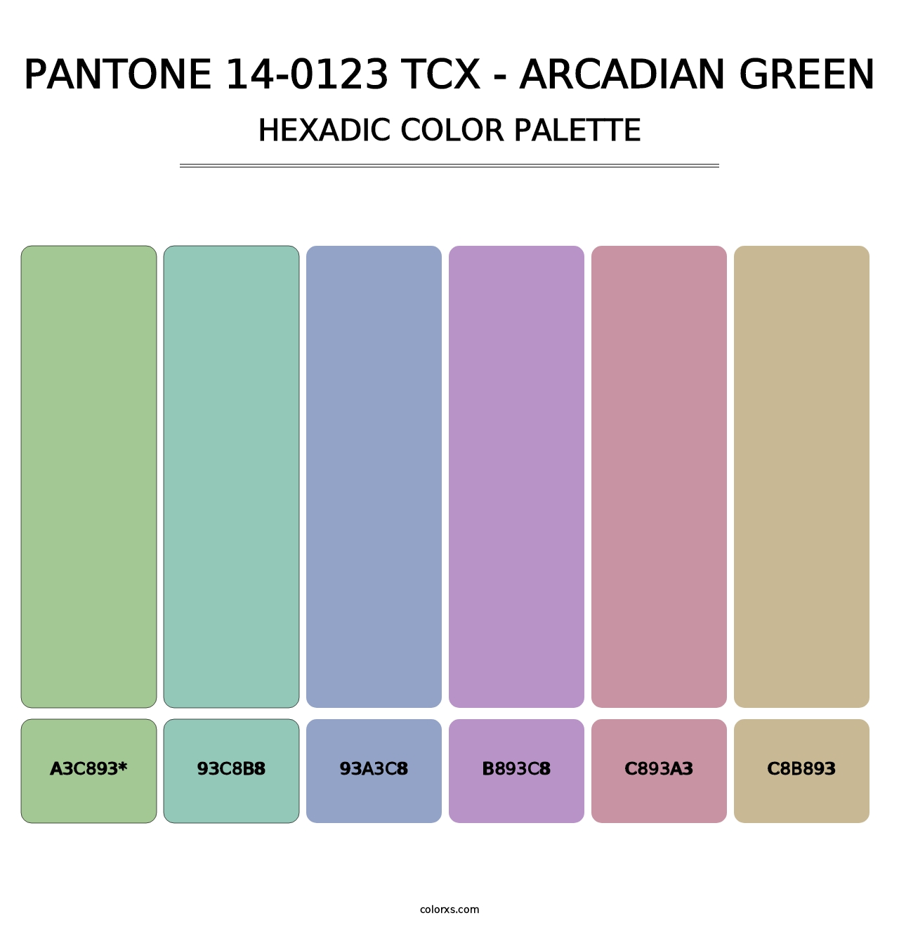 PANTONE 14-0123 TCX - Arcadian Green - Hexadic Color Palette