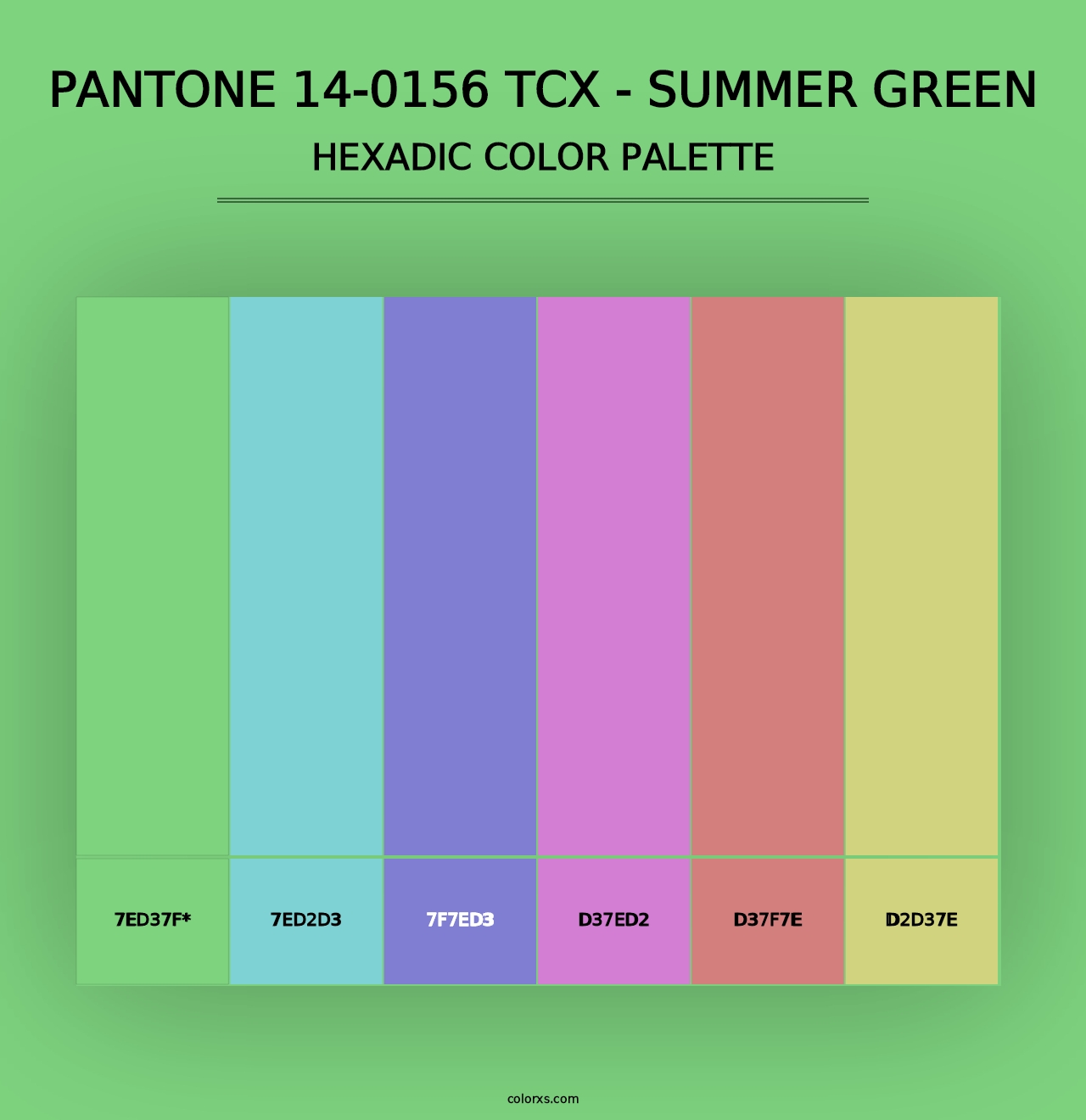 PANTONE 14-0156 TCX - Summer Green - Hexadic Color Palette